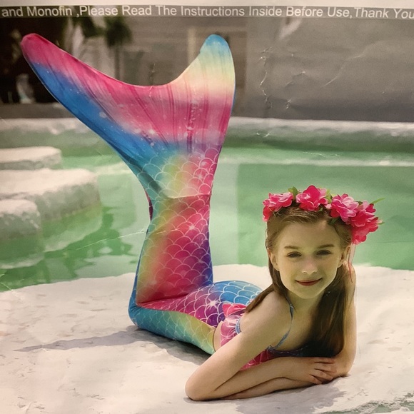 She Pretty Mermaid Tails with Mono Fin Sparkle Mermaid Swimsuit for Kid New - Picture 4 of 8